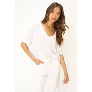 NEW PROJECT SOCIAL T oh girl raw v-neck textured tee in white